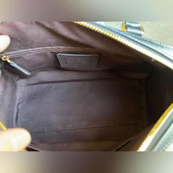 Coach Black Pebbled Leather Rowan Satchel with Gold Hardware - Picture 9 of 10